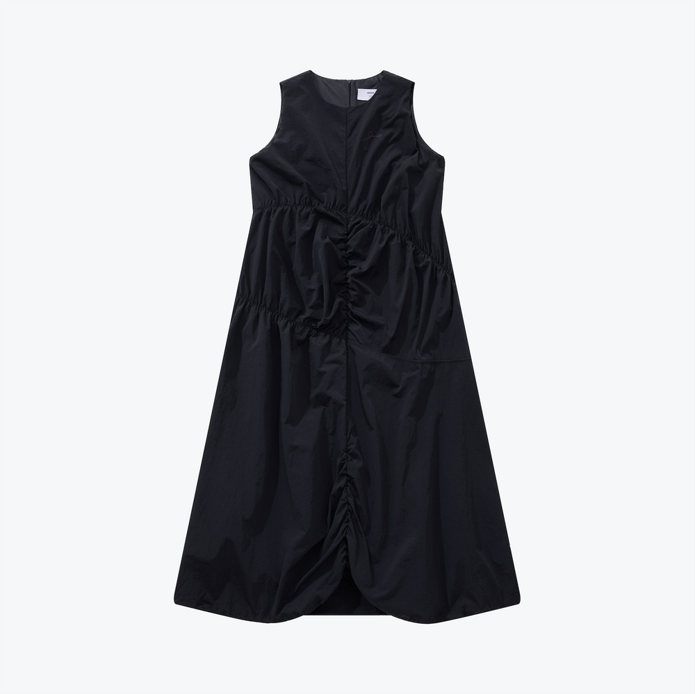 Irrgular Elastic Ruffle Dress Black 【L23-31BK】