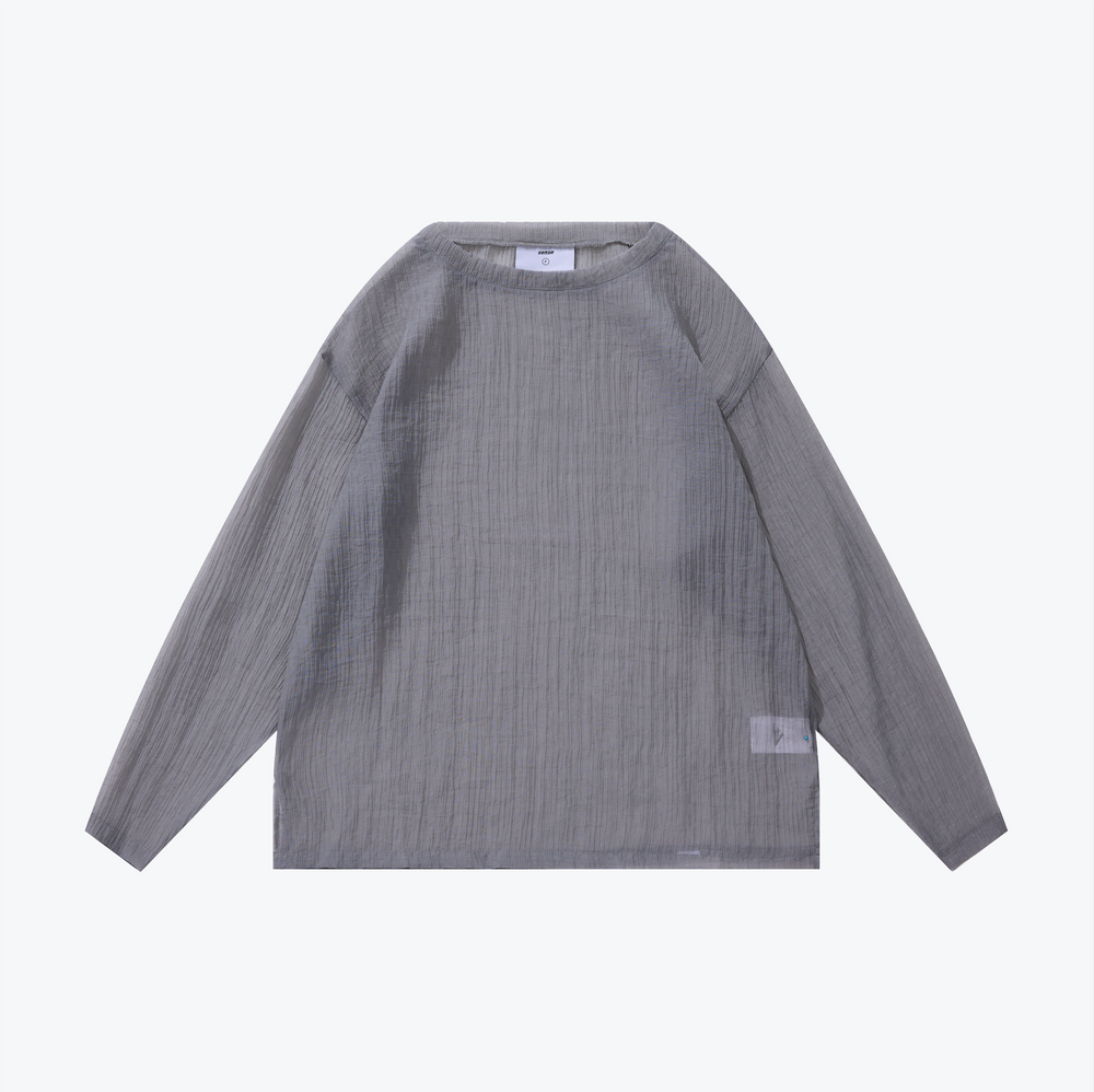 Long Sleeve Textured Top Grey【L23-47GY】