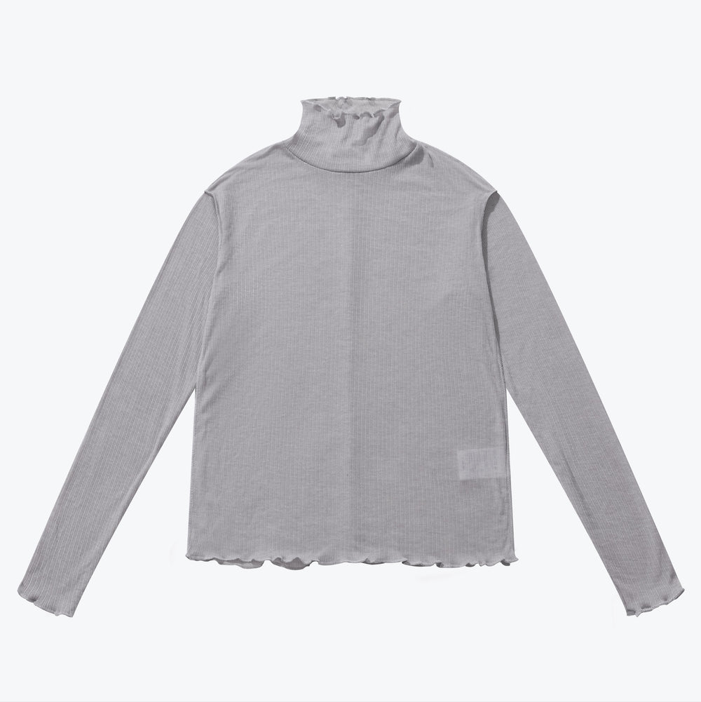 High Neck Light Cotton Top Grey【L23-40GY】