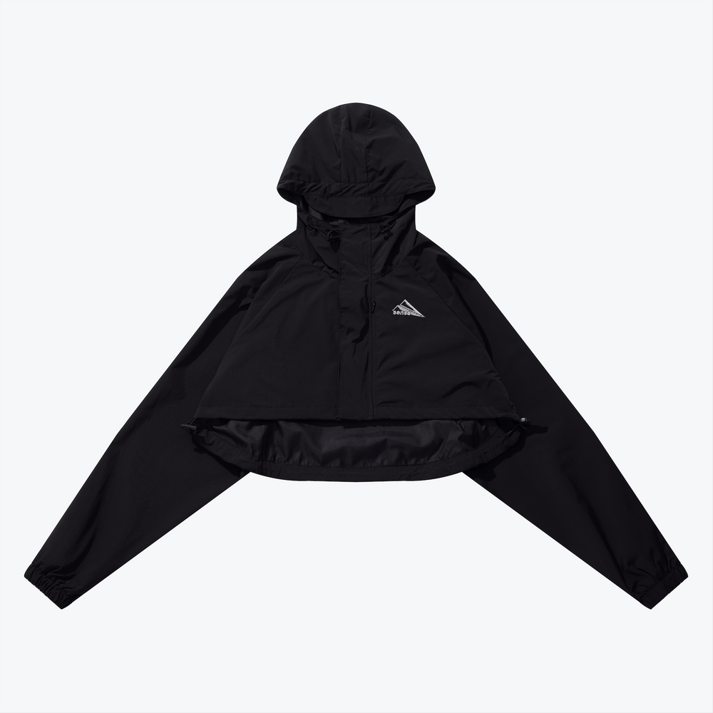 Cropped Hooded Jacket Black 【L23-37BK】