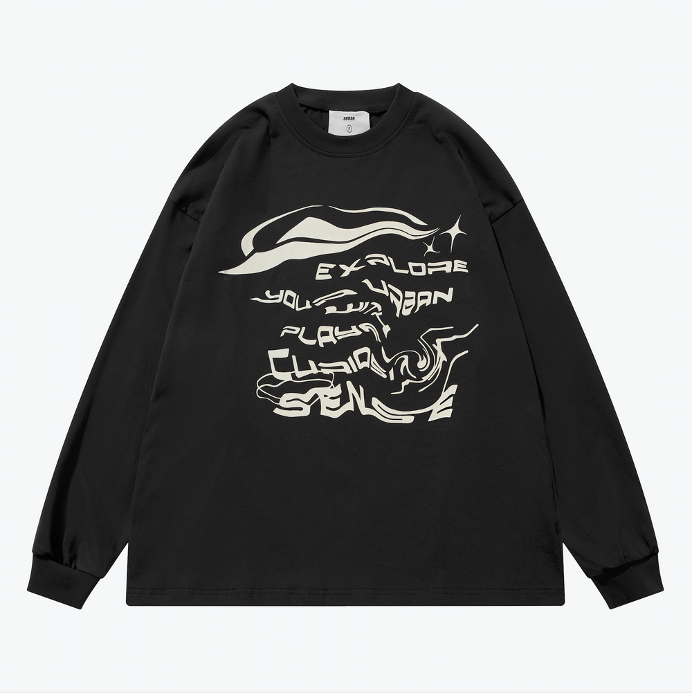 LS Cotton Lipuify Print Tee Ink Black【L23-T04BK】