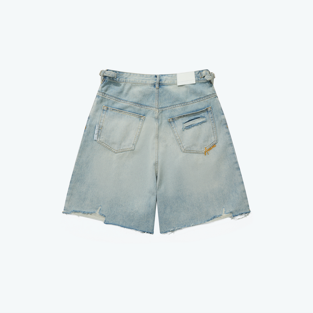 
                  
                    Destoryed Denim Shorts Blue【M24-04BL】
                  
                