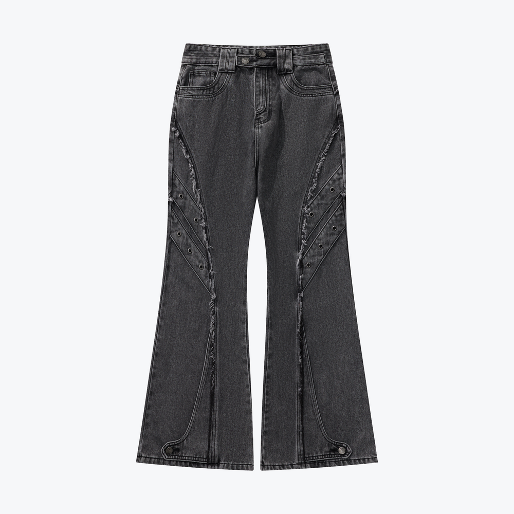 Damage Denim BootsCut Denim Pants Dusty Grey【L24-31DG】 – sense