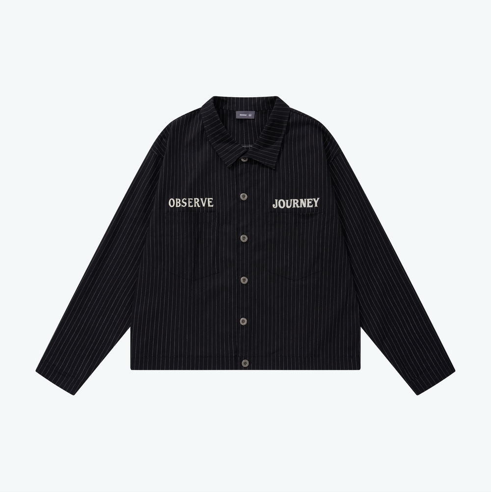 Stripe Patch Worker Jacket Black【M24-40BK】