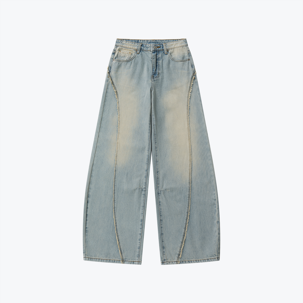 Twist Seam Baggy Denim Jeans Light Indigo【L25-05LI】