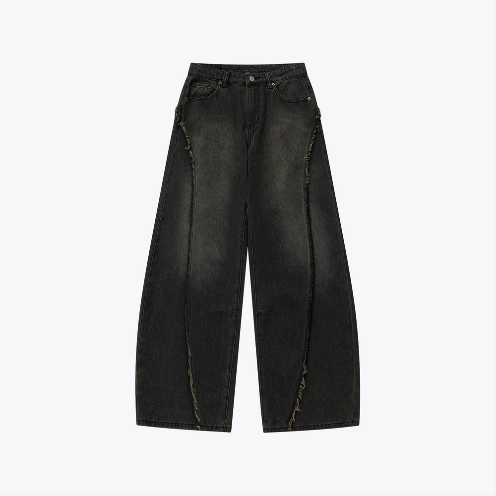 Twist Seam Baggy Denim Jeans Charcoal【L25-05CH】