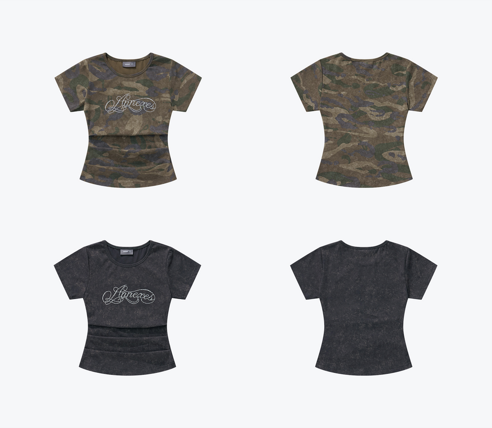 
                  
                    "Annexes" Rhinestone Contour Tee Washed Black【L25-T06WB】
                  
                