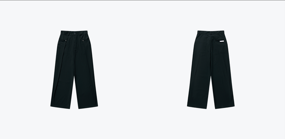 
                  
                    Pleated Dark Stripe Wide Trousers Black 【M25-11BK】
                  
                