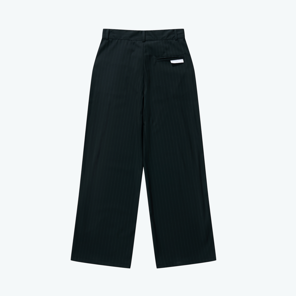
                  
                    Pleated Dark Stripe Wide Trousers Black 【M25-11BK】
                  
                