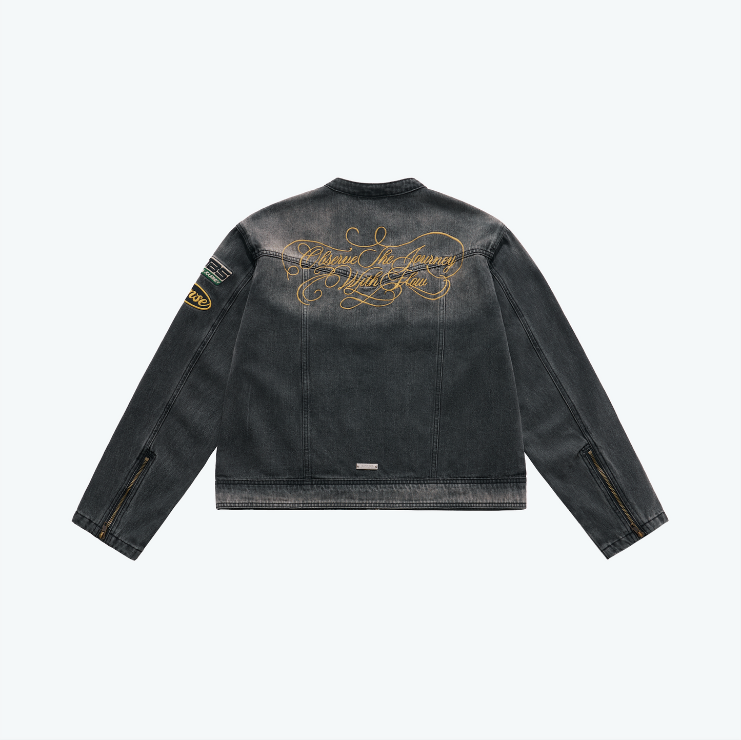 
                  
                    Embroidered Moto Denim Jacket Charcoal【L25-44CH】
                  
                