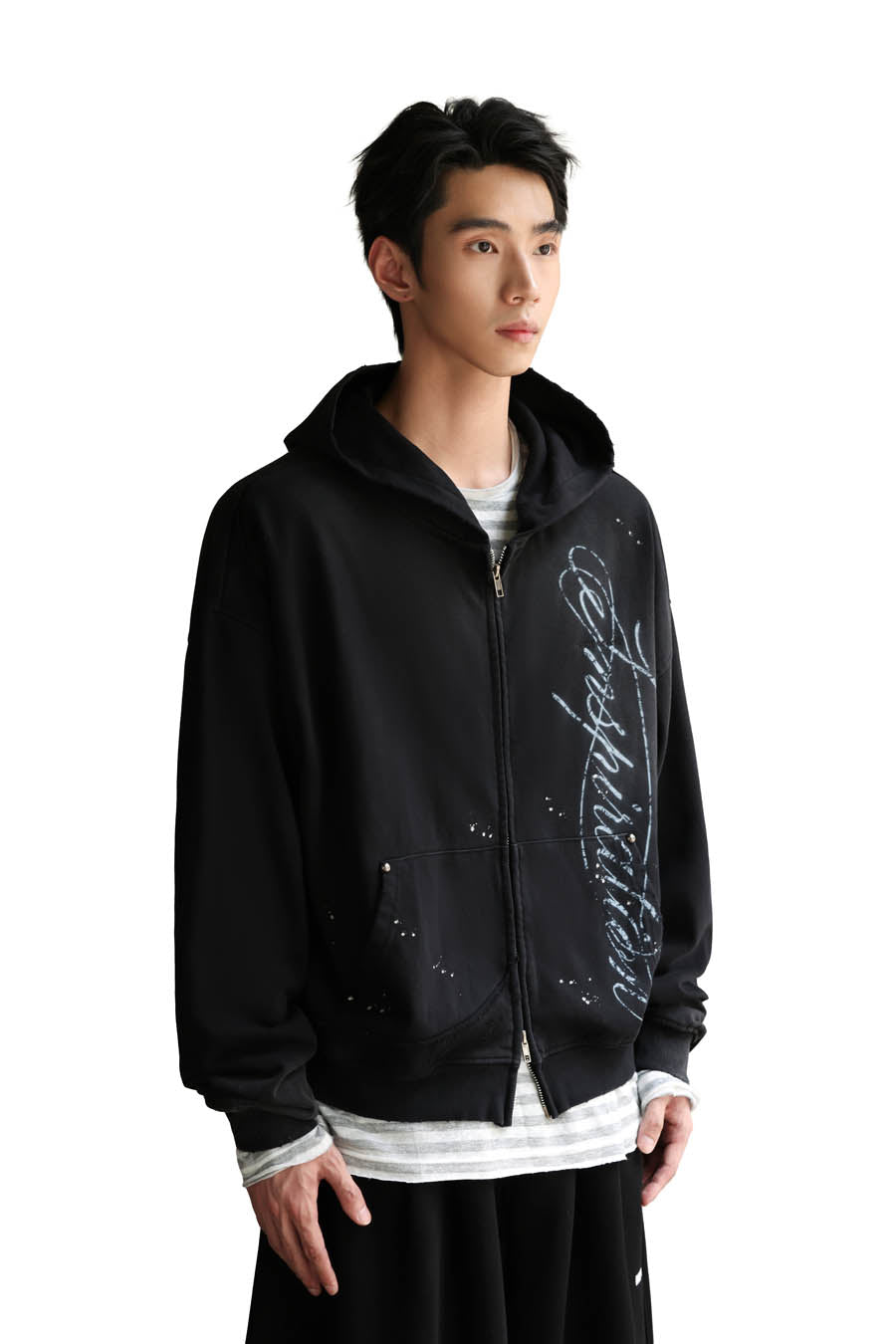 
                  
                    Wash Fade Zip Hoodie Black【M26-26BK】
                  
                