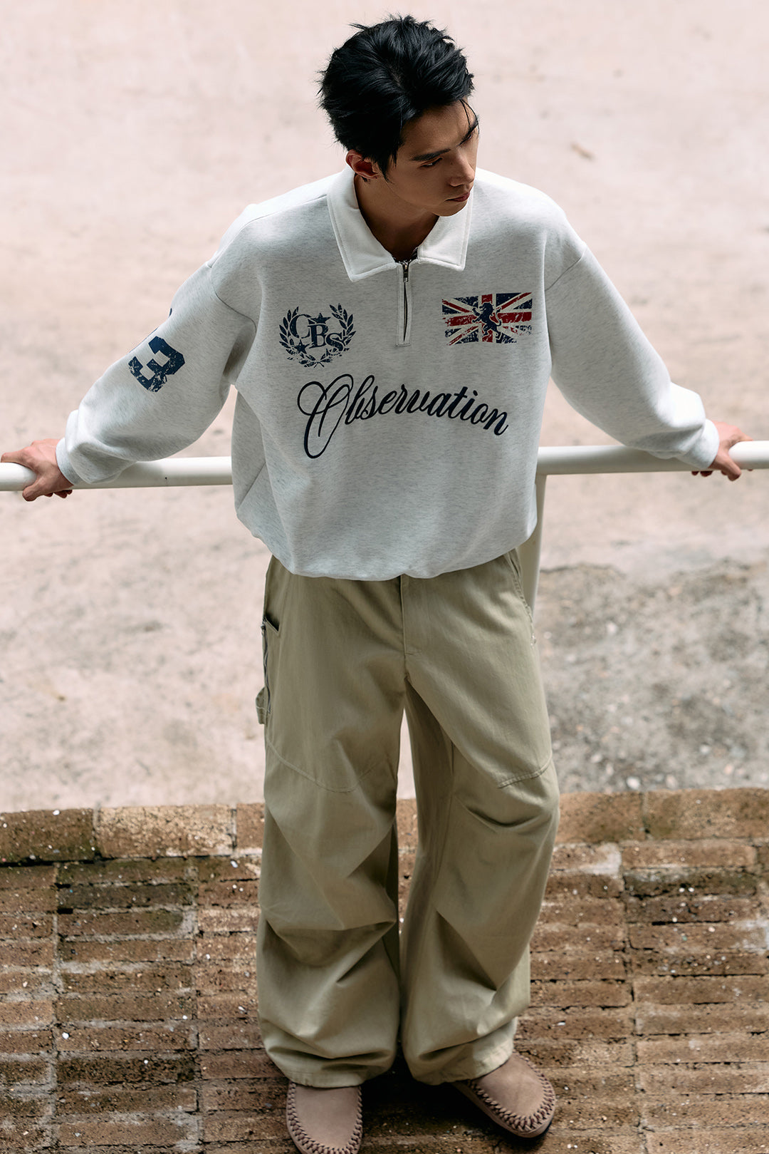 
                  
                    Collegiate Polo Sweat Shirt Grey【M26-23GY】
                  
                
