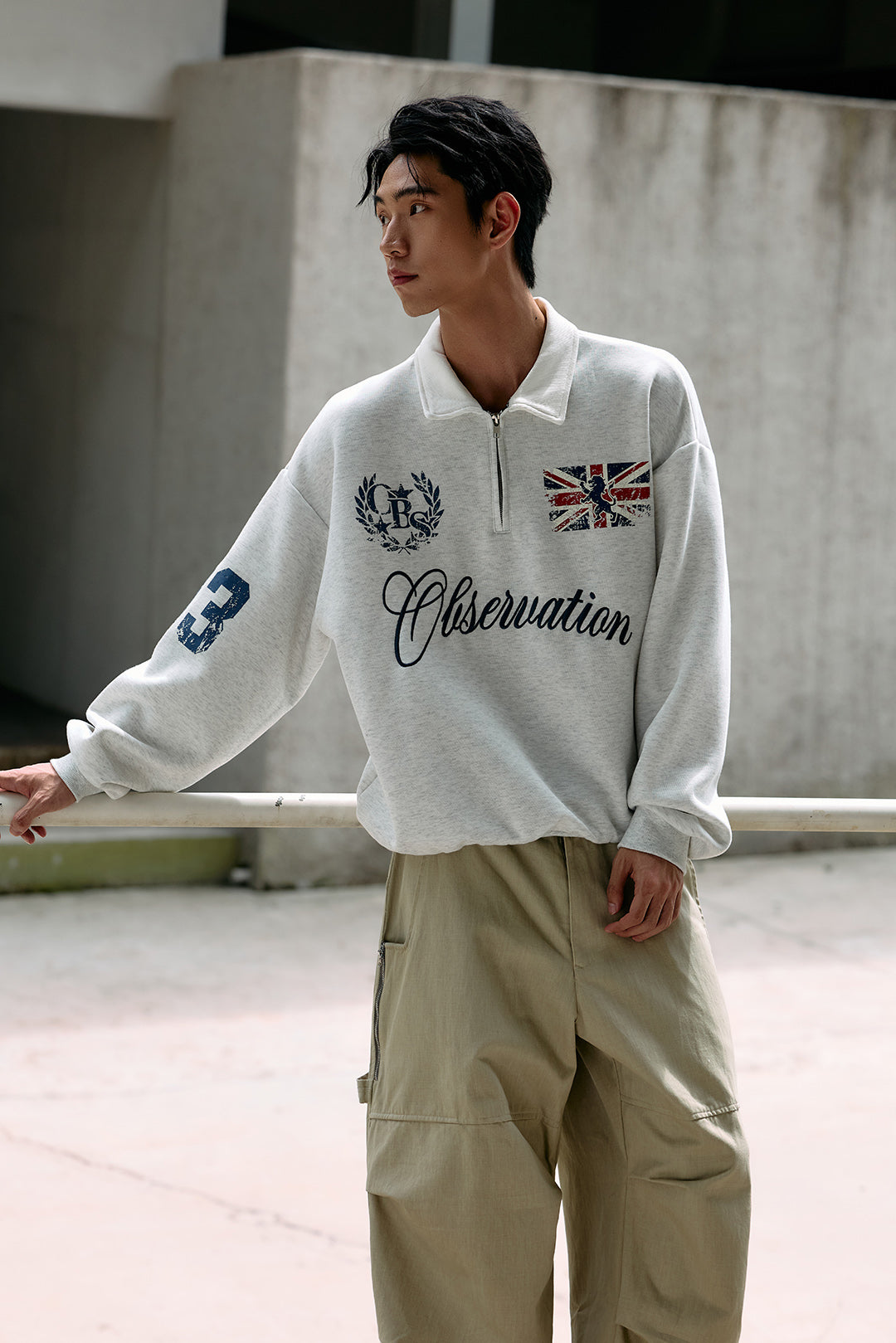 
                  
                    Collegiate Polo Sweat Shirt Grey【M26-23GY】
                  
                