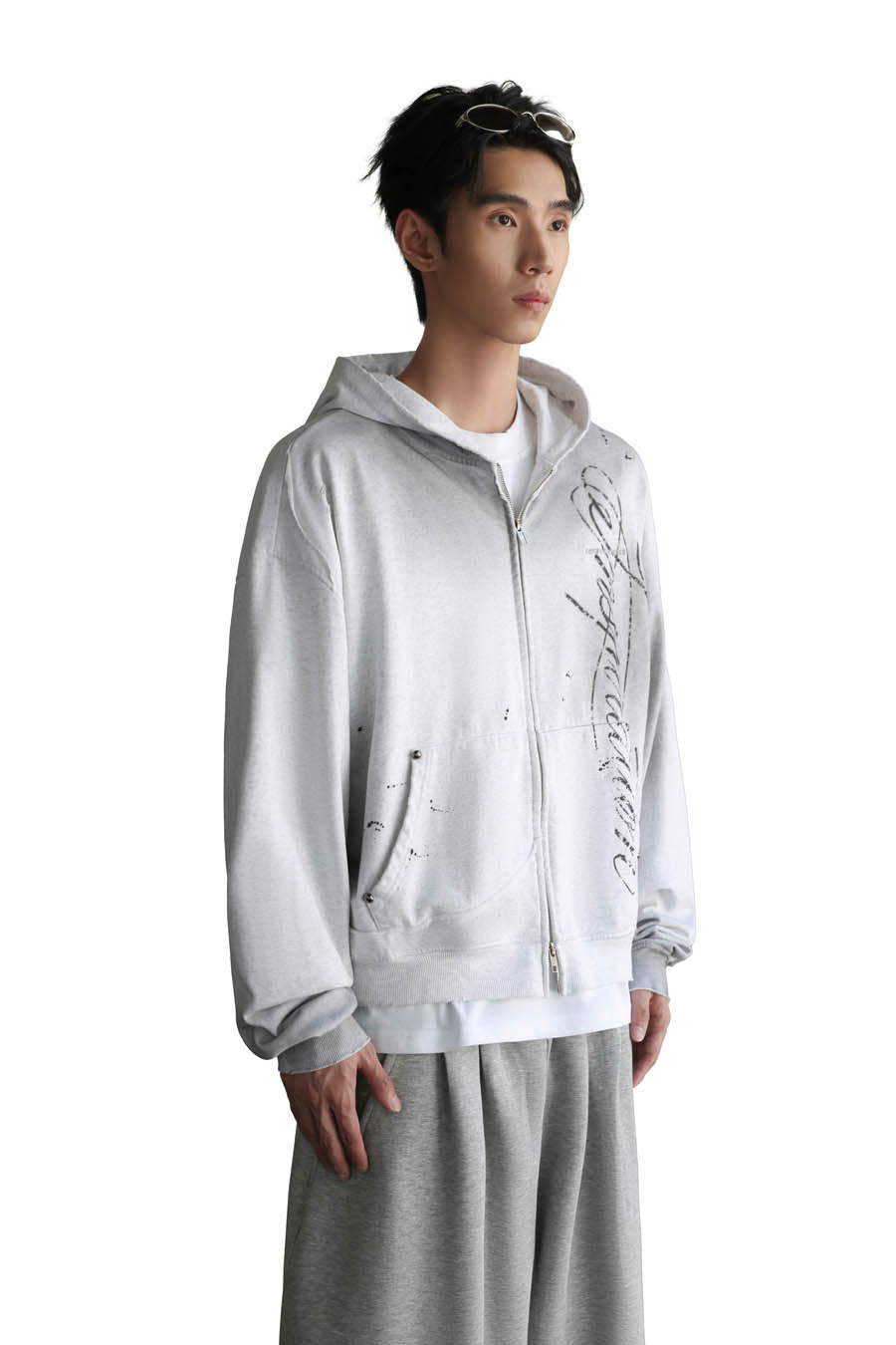 
                  
                    Wash Fade Zip Hoodie Ash Grey【M26-26AG】
                  
                