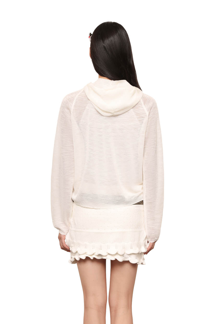 
                  
                    Sheer Knit ZIp-Up Hoodie White【L26-31WH】
                  
                