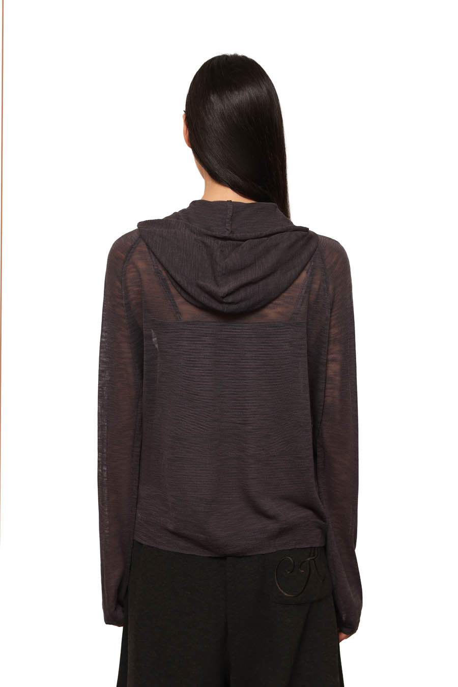 
                  
                    Sheer Knit Zip-Up Hoodie Black【L26-31BK】
                  
                