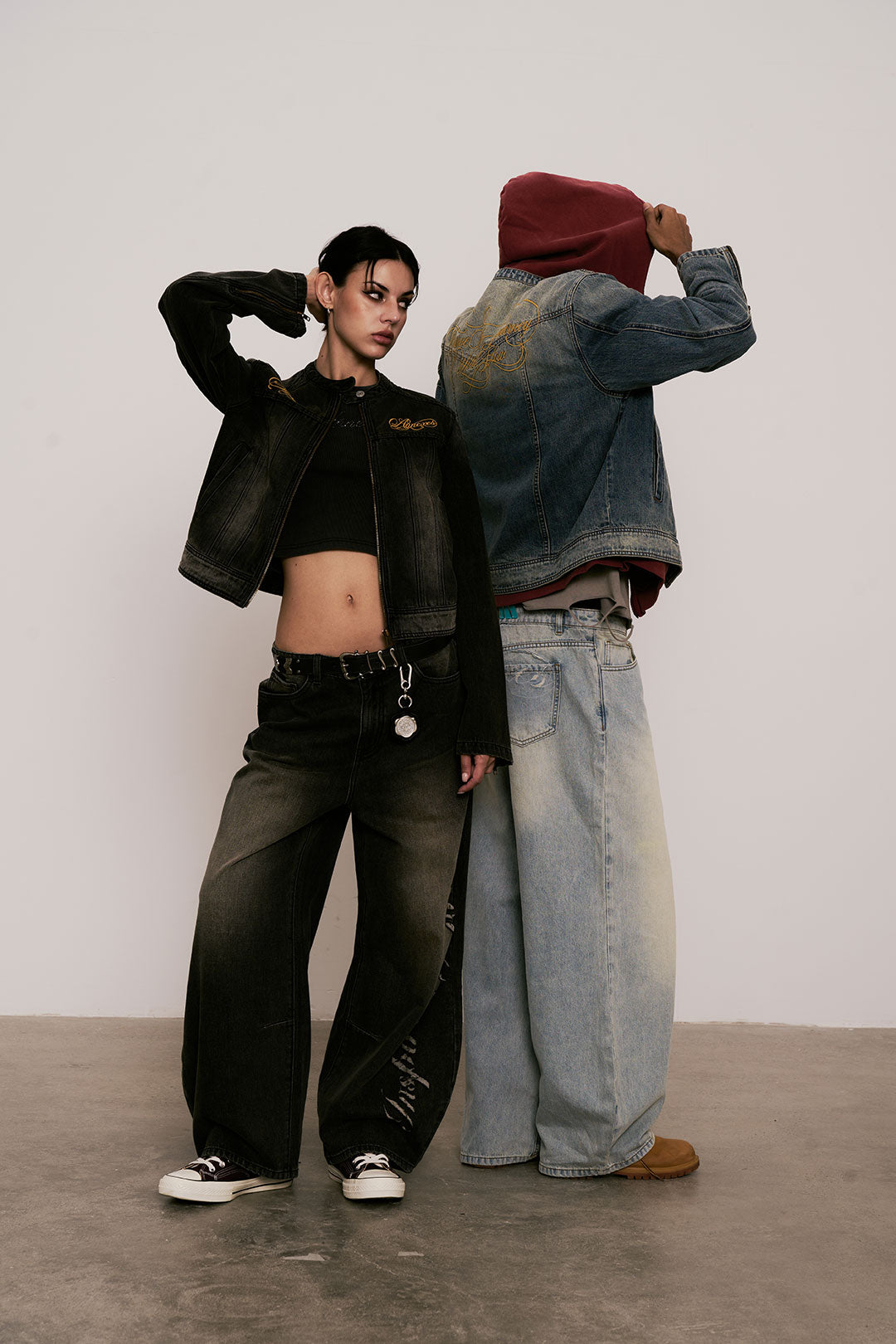 
                  
                    Damage Denim Barrel Leg Jeans Wash Blue【L25-36WB】
                  
                