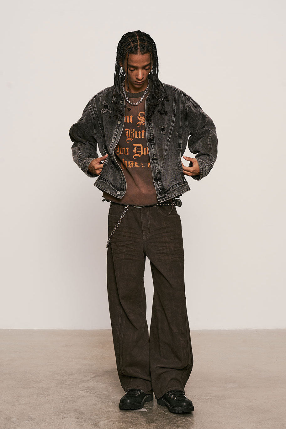 
                  
                    Dark Wash Curved Pants Bronze Black【M25-45BK】
                  
                