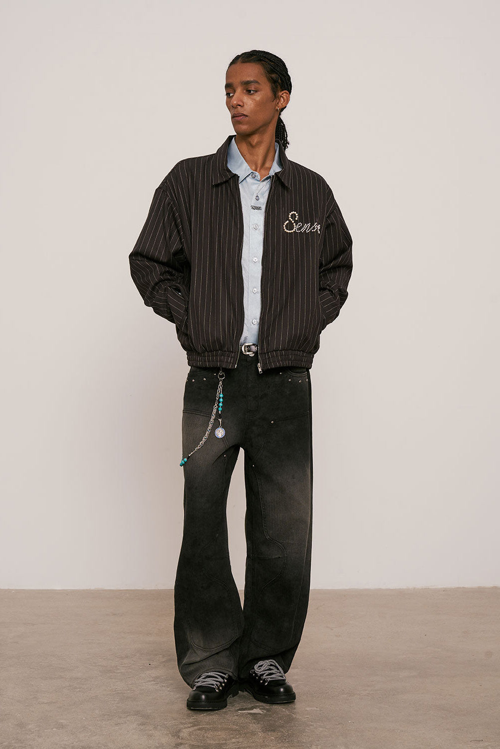 
                  
                    Pearl Stripe Jacket Black【M25-50BK】
                  
                