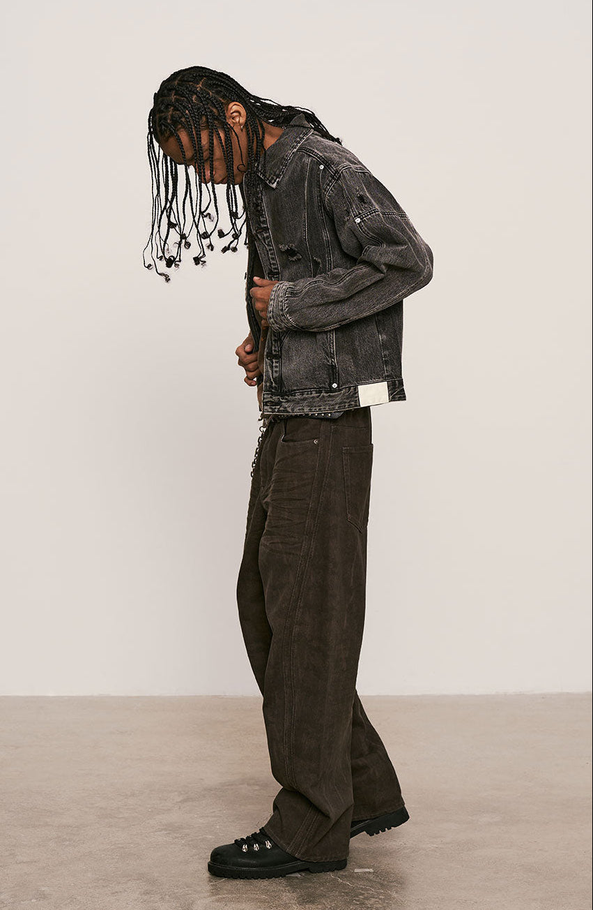 
                  
                    Dark Wash Curved Pants Bronze Black【M25-45BK】
                  
                