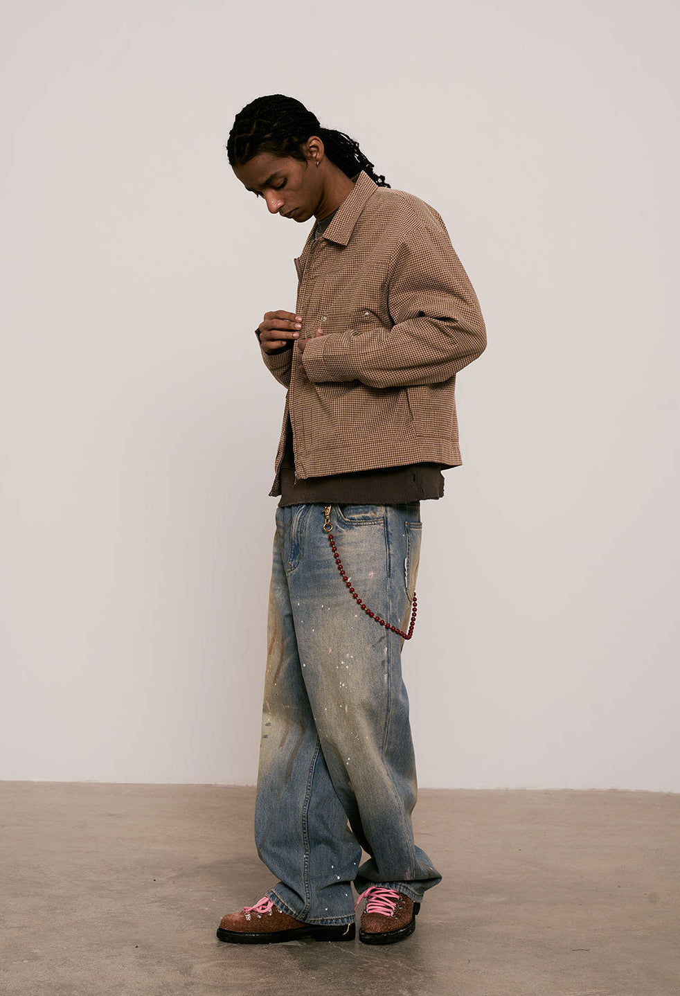 
                  
                    Embroidered Plaid Jacket Tan【M25-49TAN】
                  
                