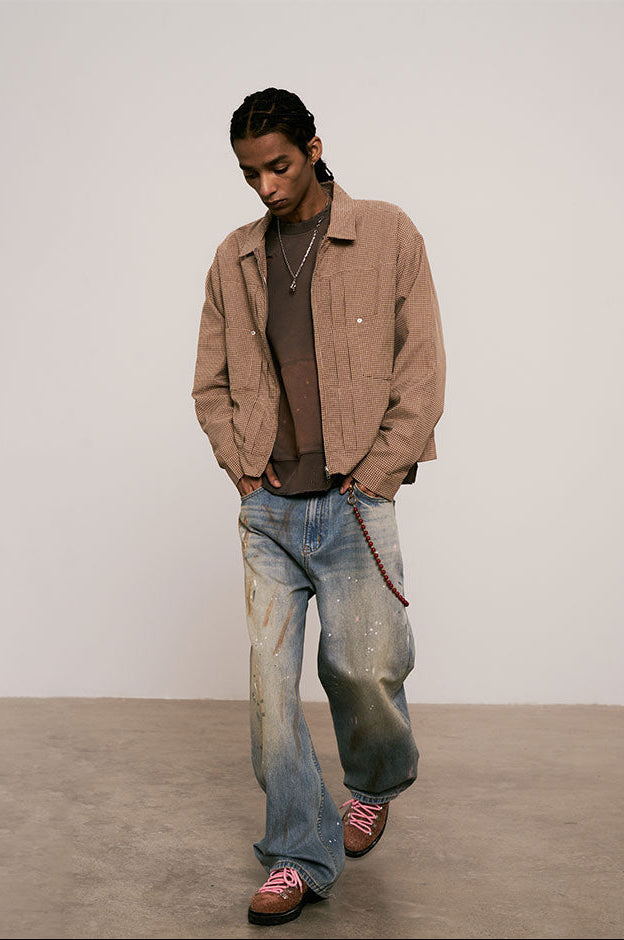 
                  
                    Embroidered Plaid Jacket Tan【M25-49TAN】
                  
                