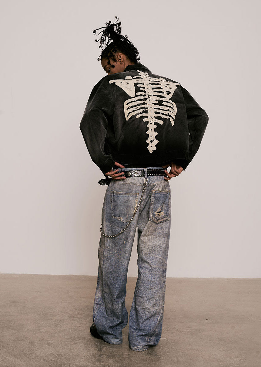 
                  
                    Loose Fit Fake Print Jeans Blue【M25-28BL】
                  
                