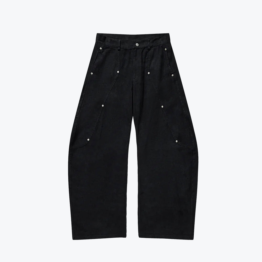 Curved Leg Trousers Dull Black【M25-30DB】