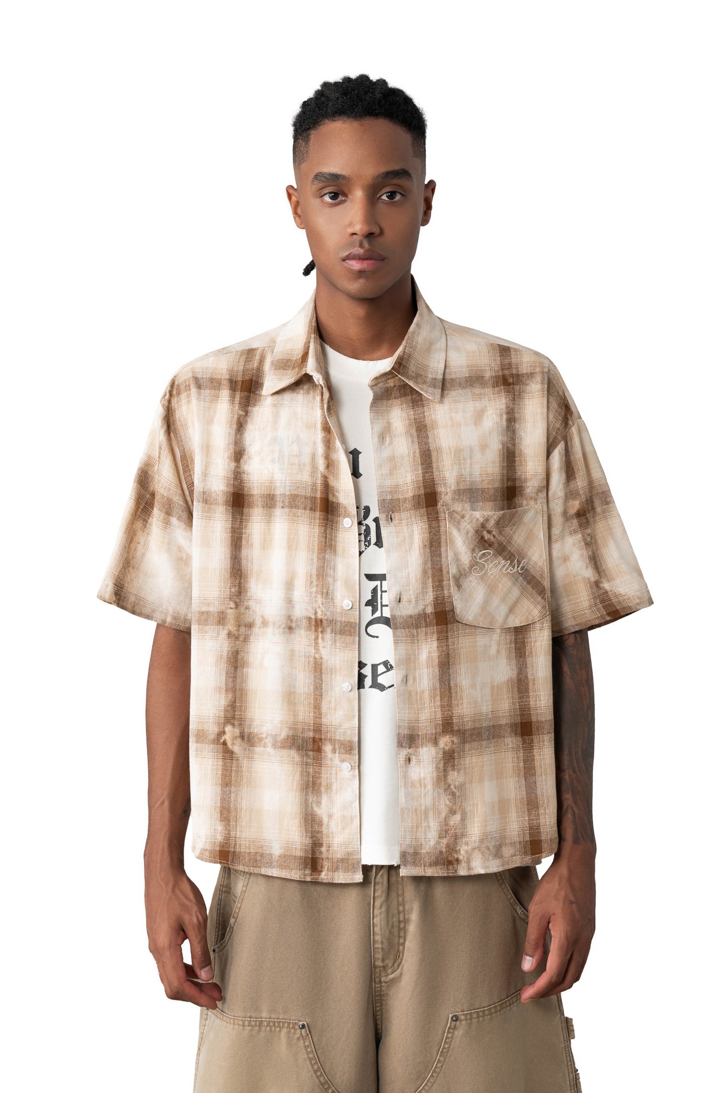 
                  
                    Boxy Washed Clreck Shirt Sand【M26-03SD】
                  
                