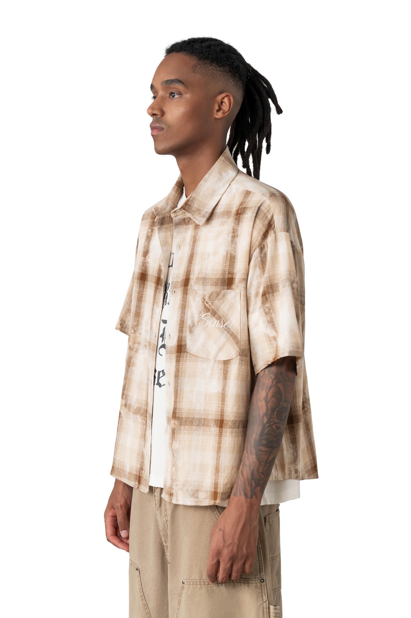 
                  
                    Boxy Washed Clreck Shirt Sand【M26-03SD】
                  
                
