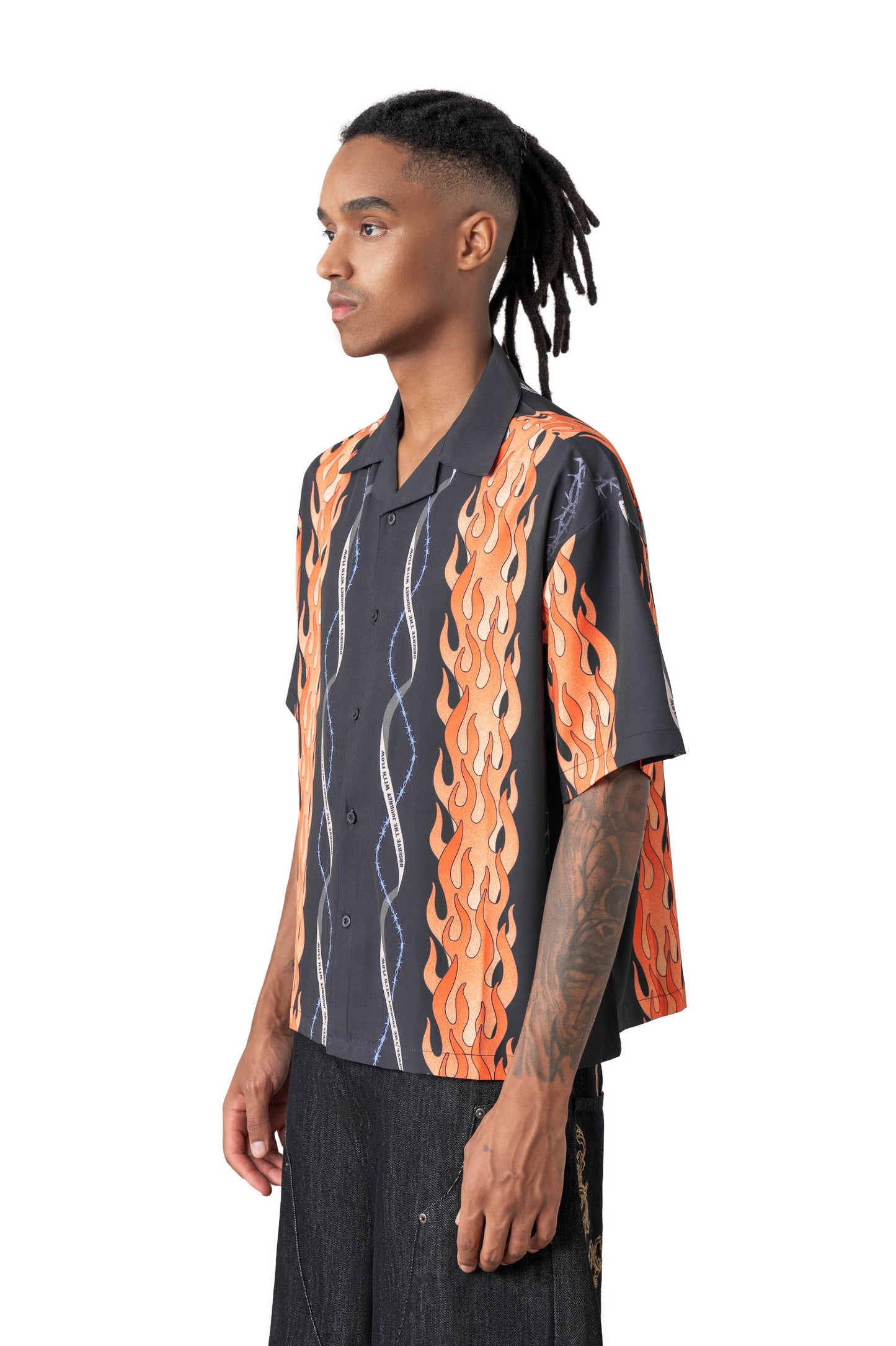
                  
                    Flame Heart Print Shirt Black【M25-32BK】
                  
                