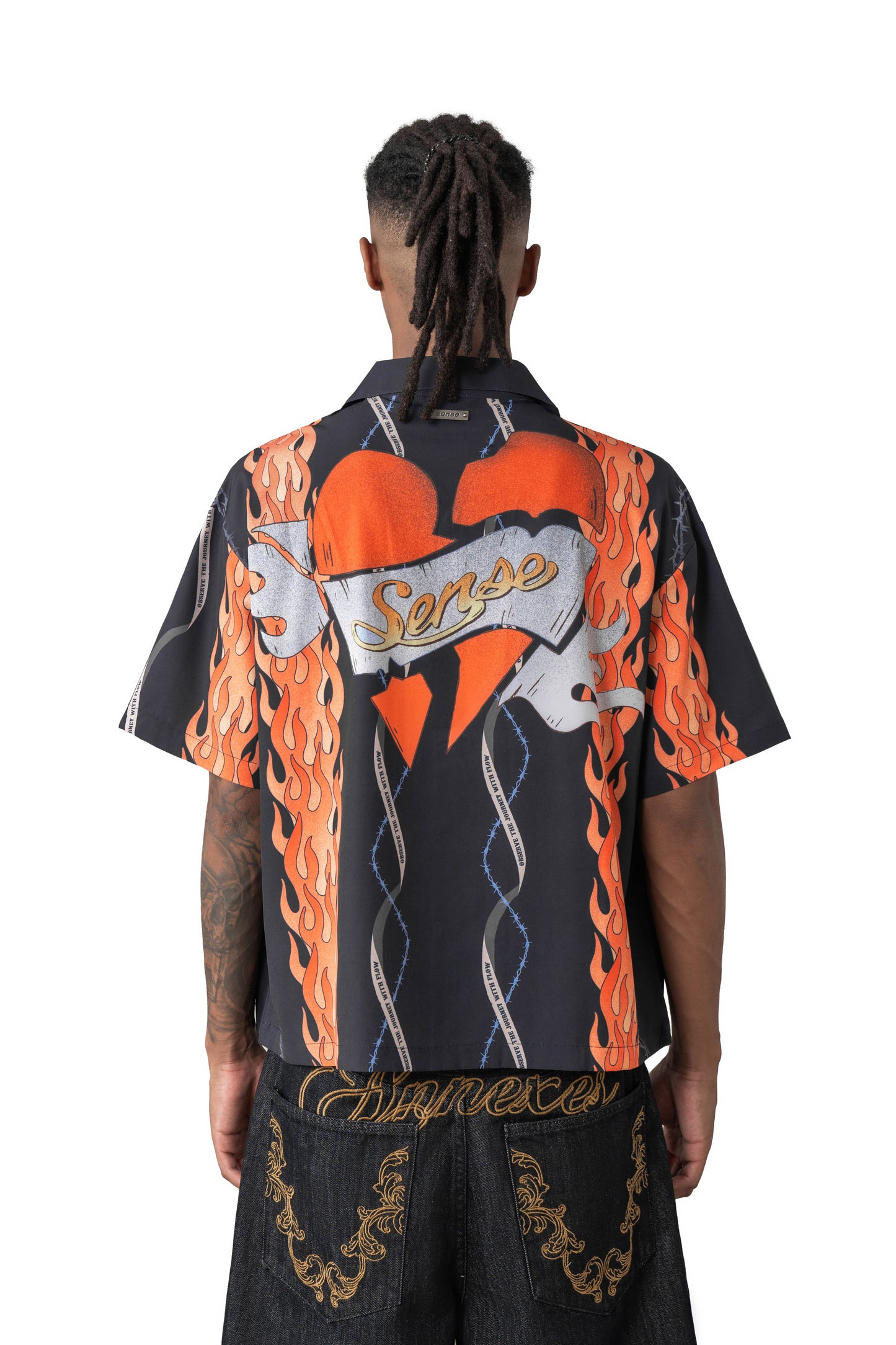 
                  
                    Flame Heart Print Shirt Black【M25-32BK】
                  
                