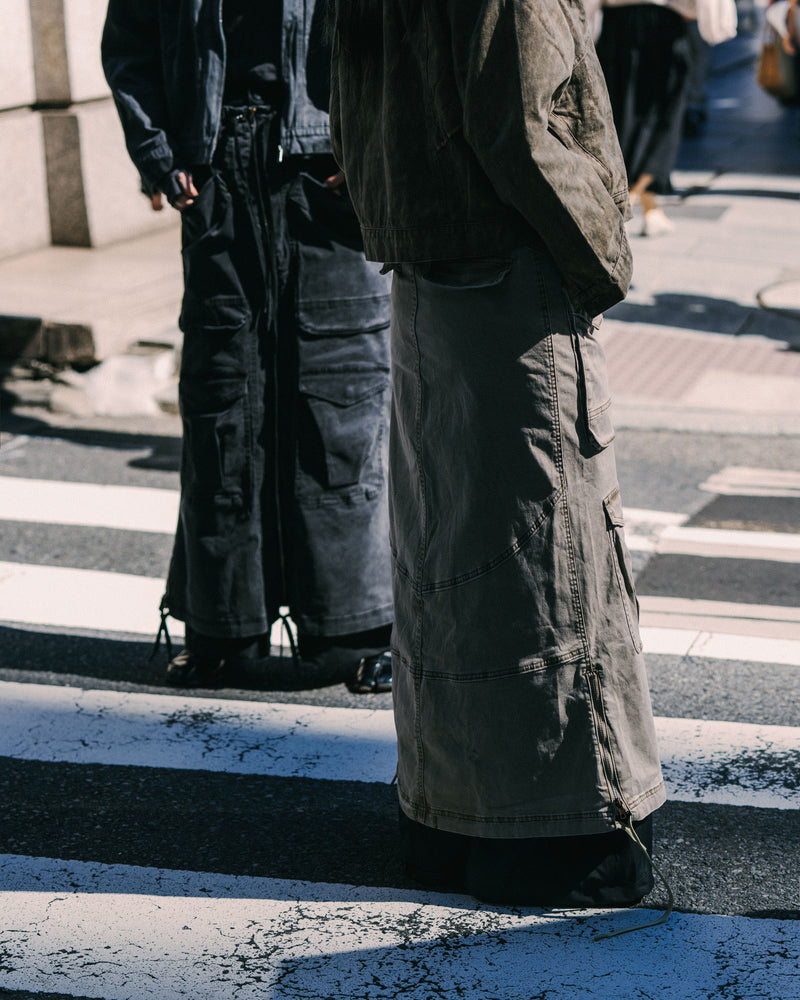 
                  
                    Washed Cargo Full Skirt Charcoal【L24-22CH】
                  
                