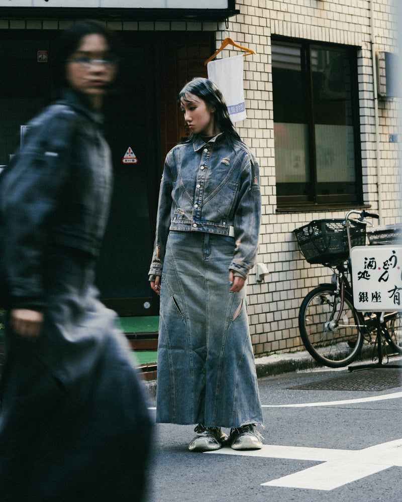 
                  
                    Cropped Fit Denim Jacket Mid Blue【L24-54MB】
                  
                
