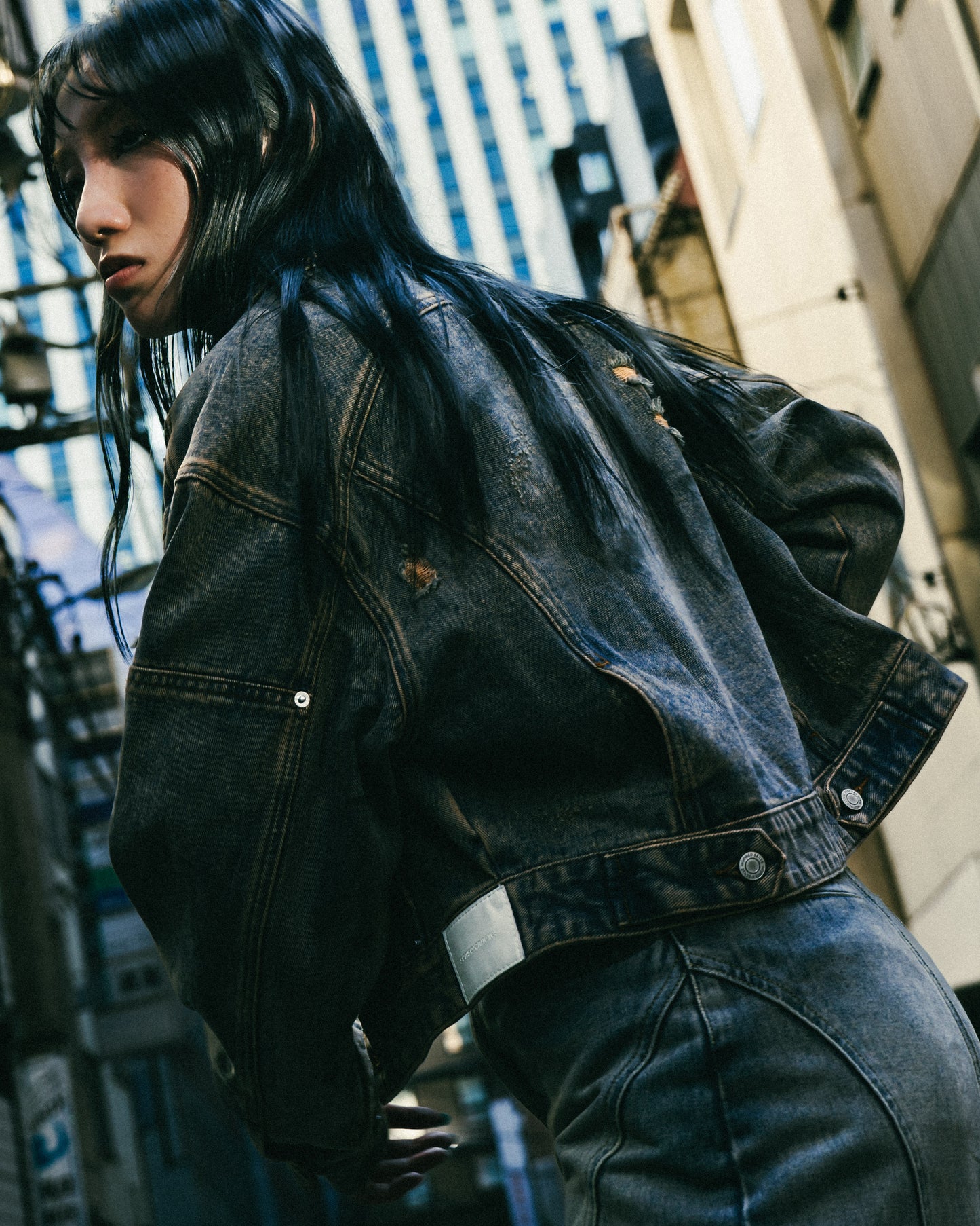 
                  
                    Cropped Fit Denim Jacket Mid Blue【L24-54MB】
                  
                