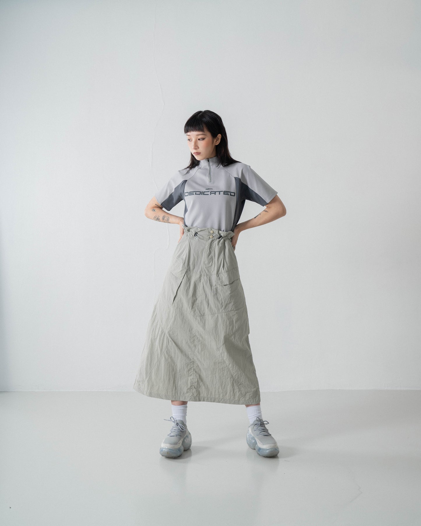 
                  
                    Dedicated Half Zip Cropped Top White【L24-06WH】
                  
                