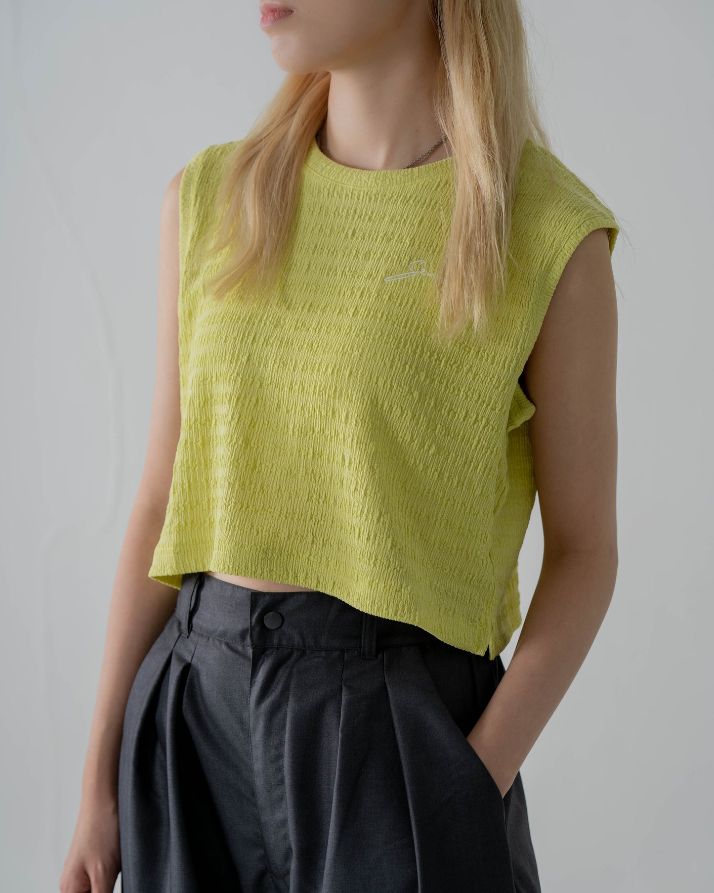 
                  
                    Seersucker Vest Lime Green【L23-23GN】
                  
                