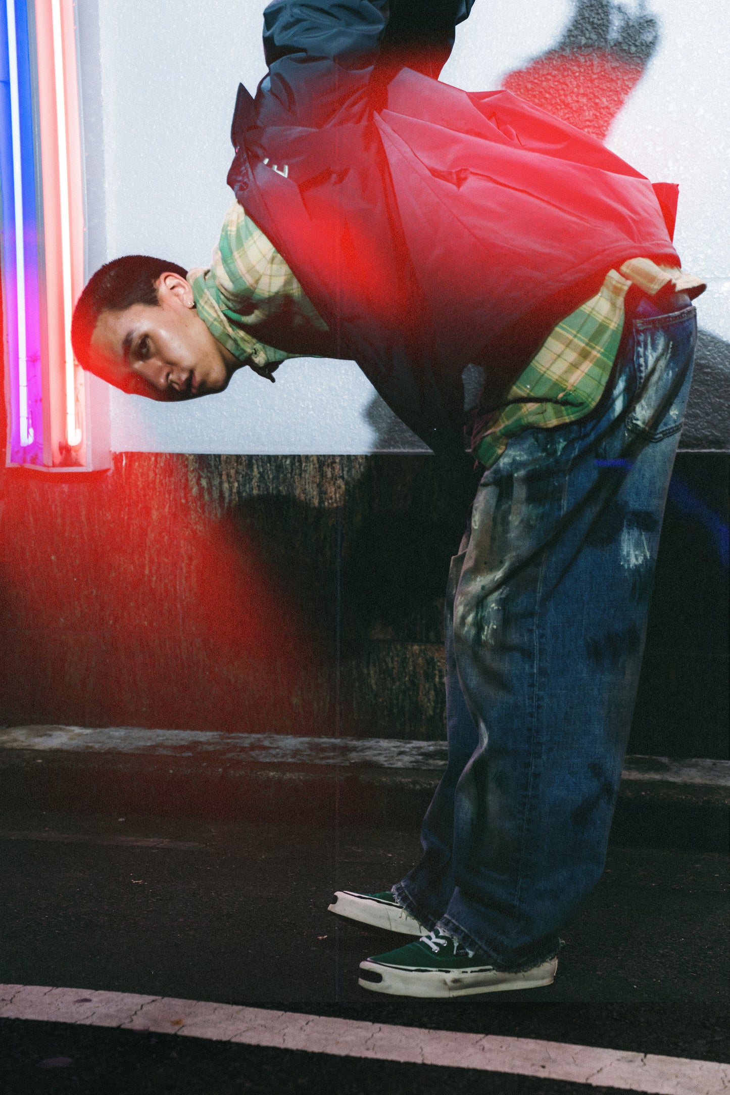 
                  
                    Washed Paint Splattered Jeans Blue【M24-44BL】
                  
                