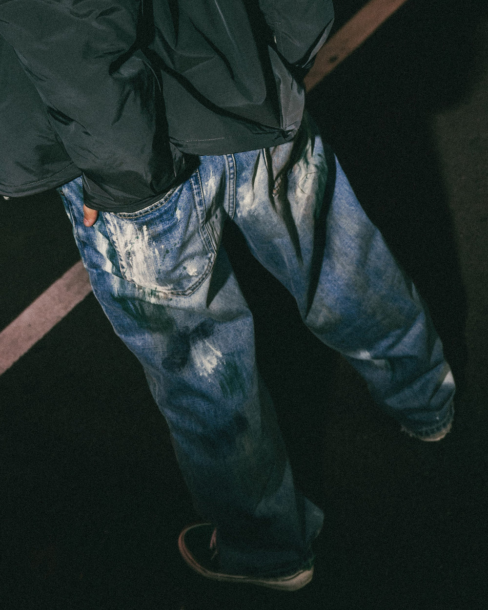 Washed Paint Splattered Jeans Blue【M24-44BL】