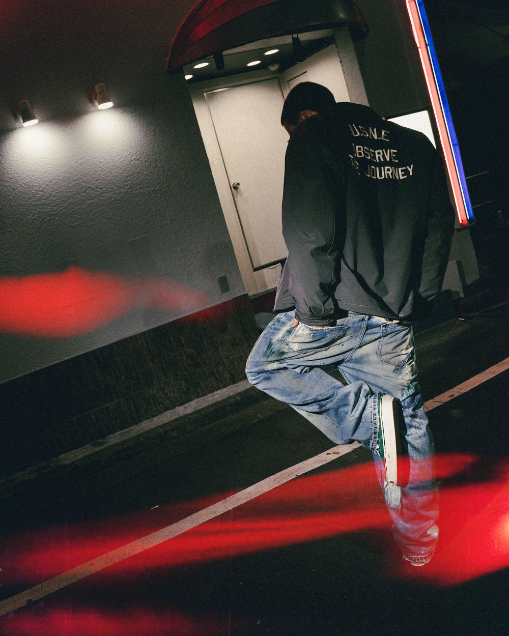 Washed Paint Splattered Jeans Blue【M24-44BL】
