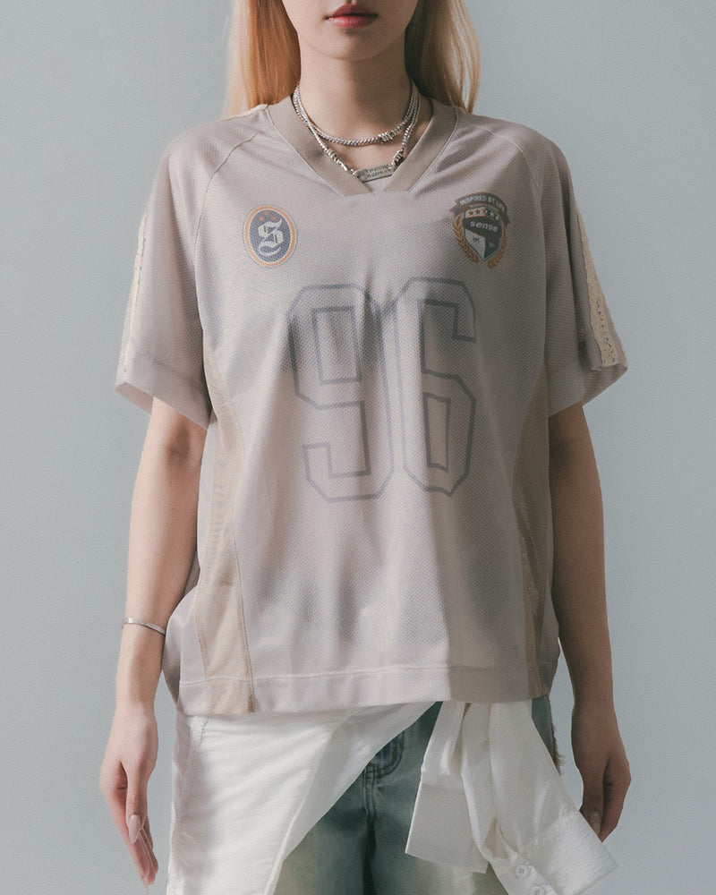 
                  
                    Football Mesh Oversize T-Shirts Beige【L25-T01BE】
                  
                