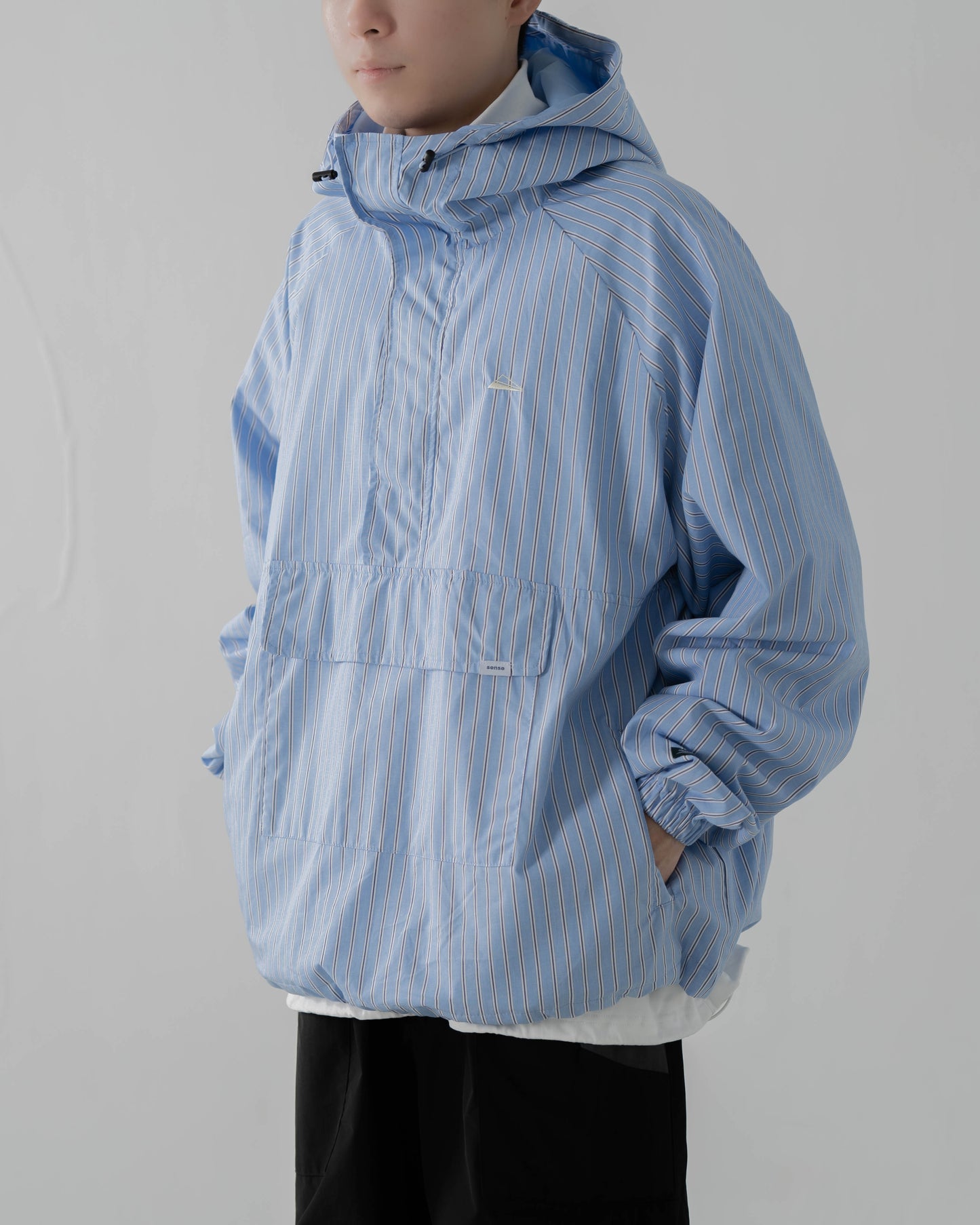 
                  
                    Stripe Zip up Pullover Acid Blue【M23-40AB】
                  
                