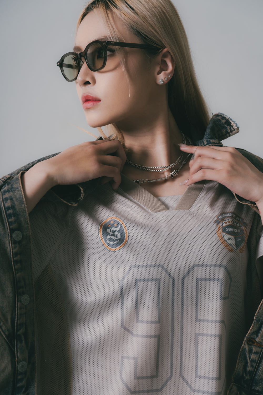 Football Mesh Oversize T-Shirts Beige【L25-T01BE】