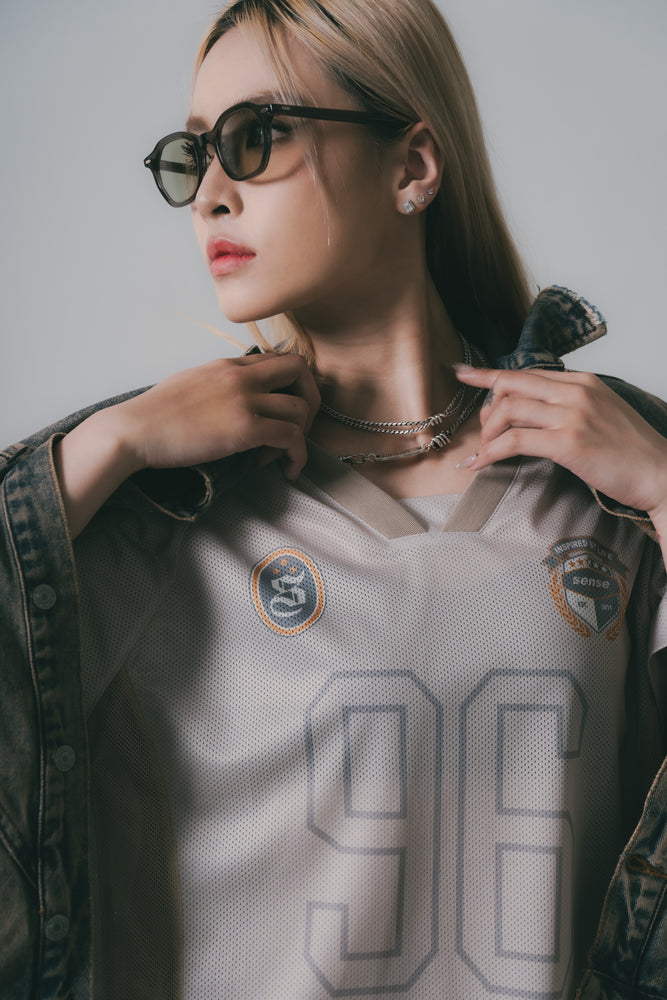 
                  
                    Football Mesh Oversize T-Shirts Beige【L25-T01BE】
                  
                