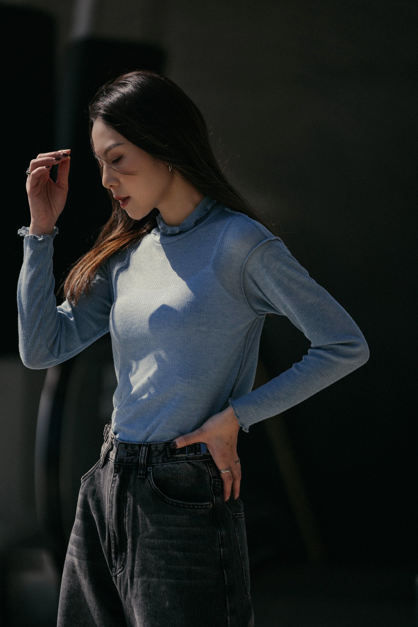 
                  
                    High Neck Light Cotton Top Milk Blue【L23-40MB】
                  
                