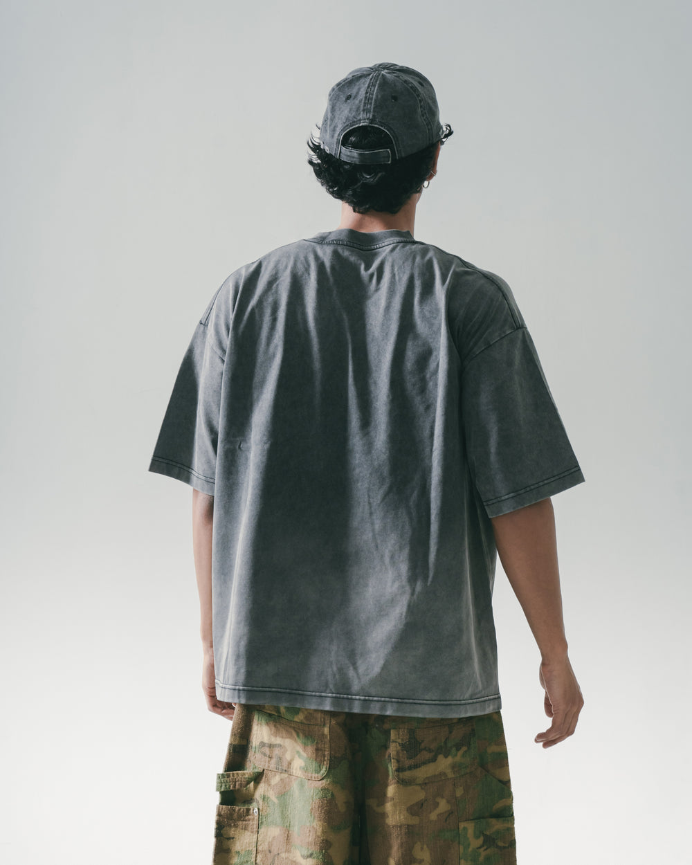 Wash Fade Print SS Coal Black【M25-T10CB】
