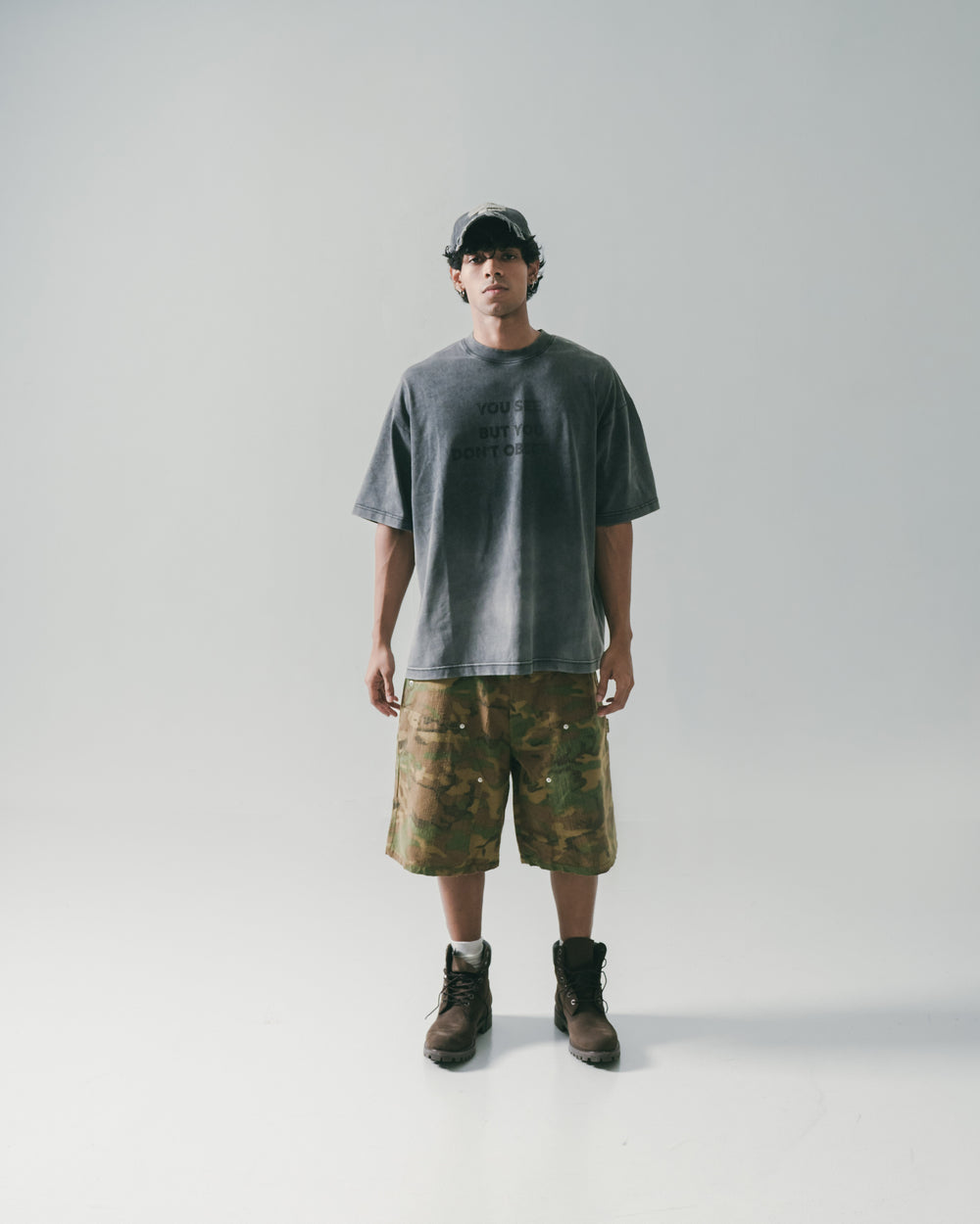 Wash Fade Print SS Coal Black【M25-T10CB】