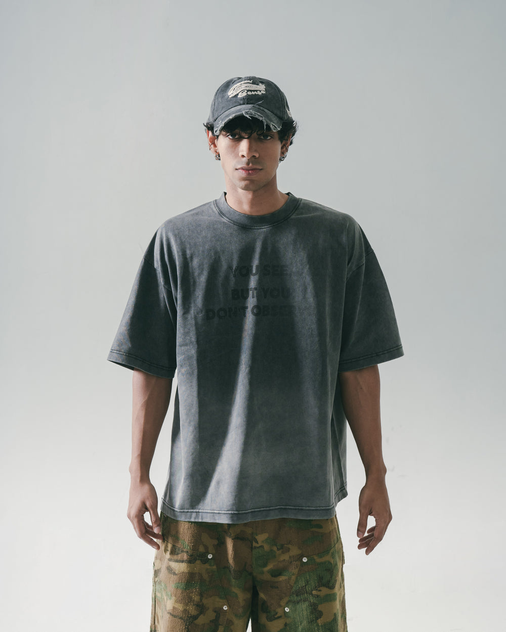 Wash Fade Print SS Coal Black【M25-T10CB】