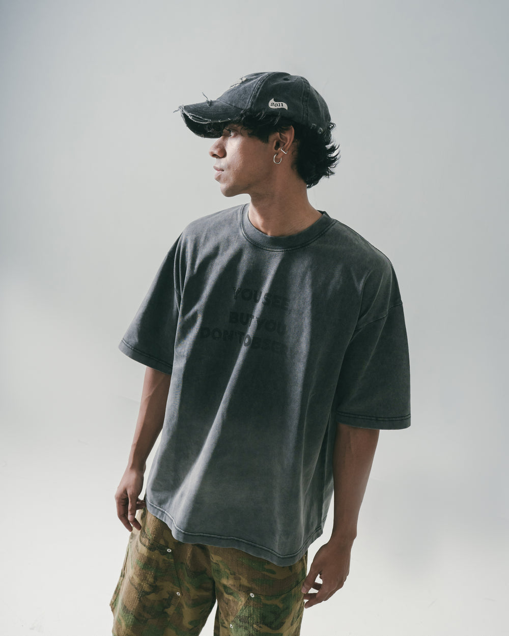 Wash Fade Print SS Coal Black【M25-T10CB】