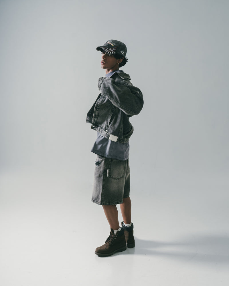 
                  
                    Destroy Wash Denim Shorts Black【M25-24BK】
                  
                